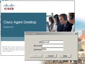 Cisco Agent Desktop login screen