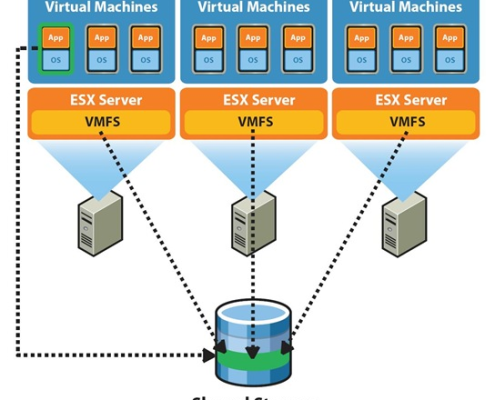 VMware hosts and shared storage diagram