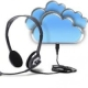 Virtual call center headset and cloud illustration