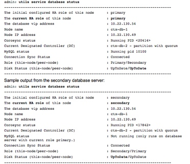 High availability server command output