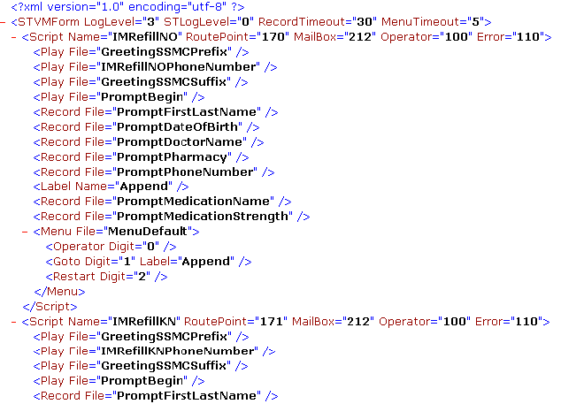 VoiceXML form code example