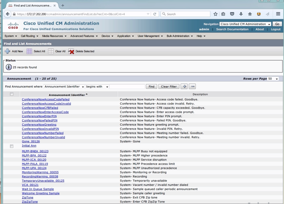 Cisco conference prompts configuration
