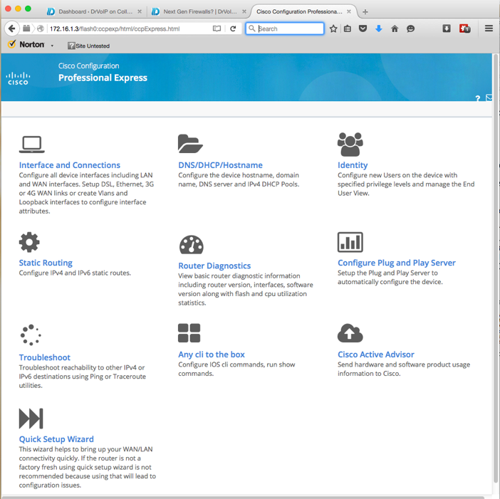 Cisco Configuration Professional Express welcome screen