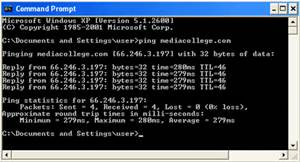 Ping command output