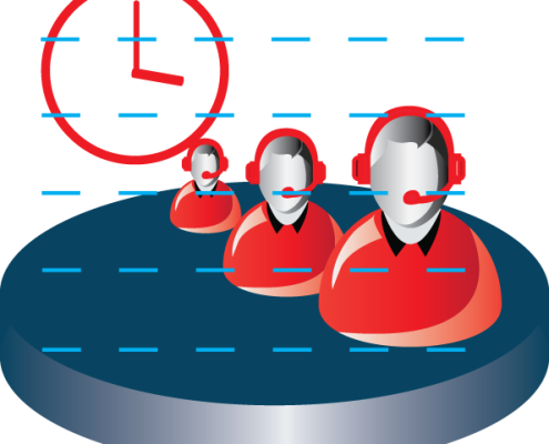 Workforce management agents and clock illustration