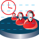 Workforce management agents and clock illustration