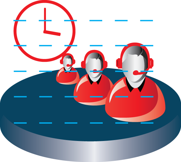 Workforce management agents and clock illustration