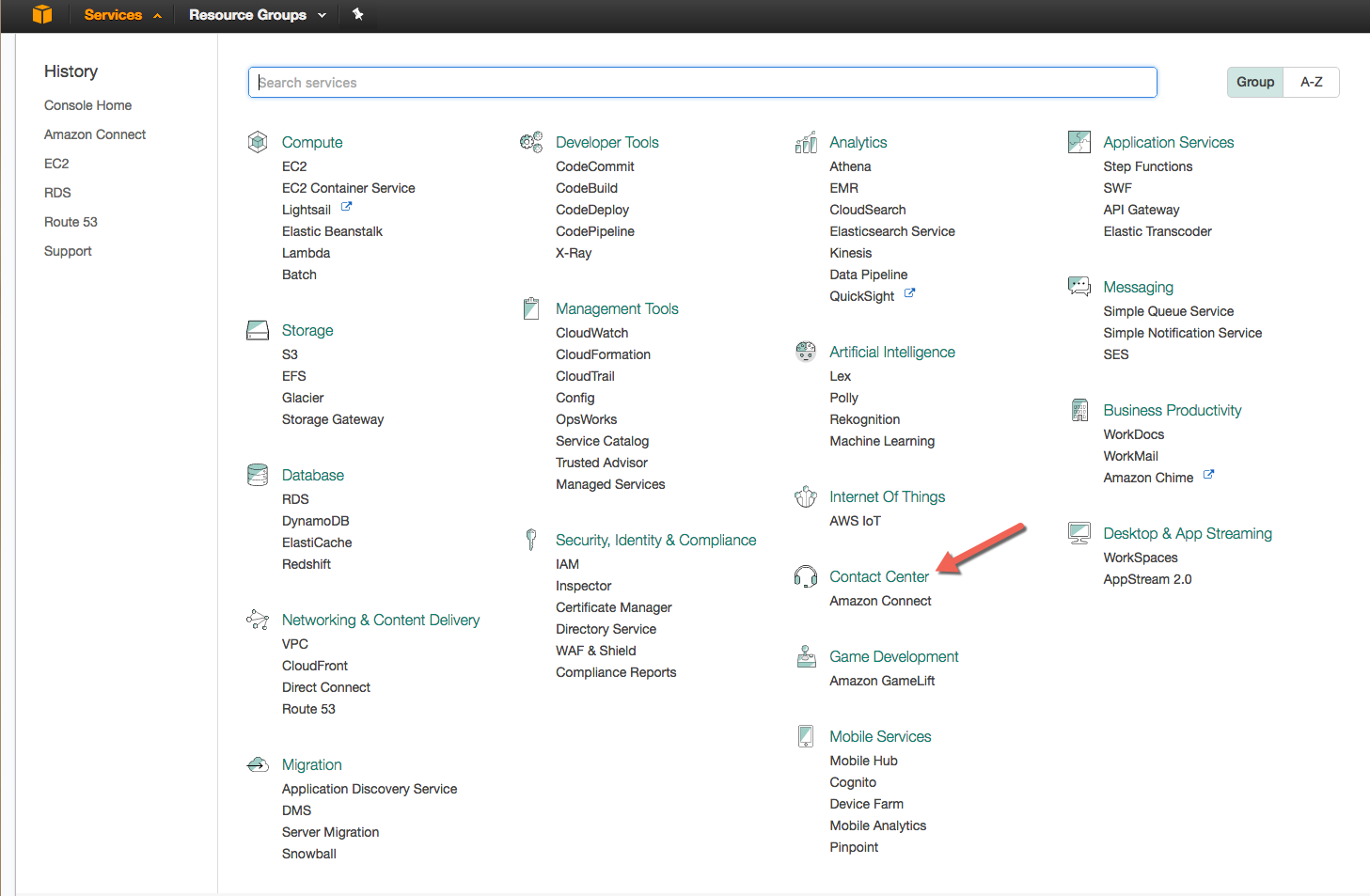 Amazon Connect service configuration