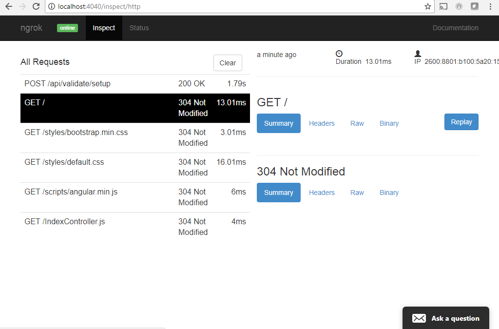 ngrok request monitor interface