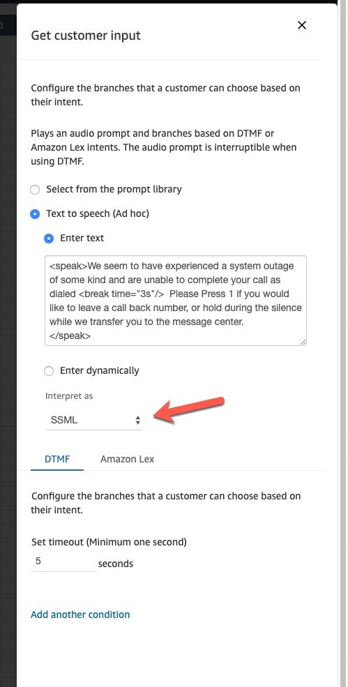 Amazon Polly SSML configuration example