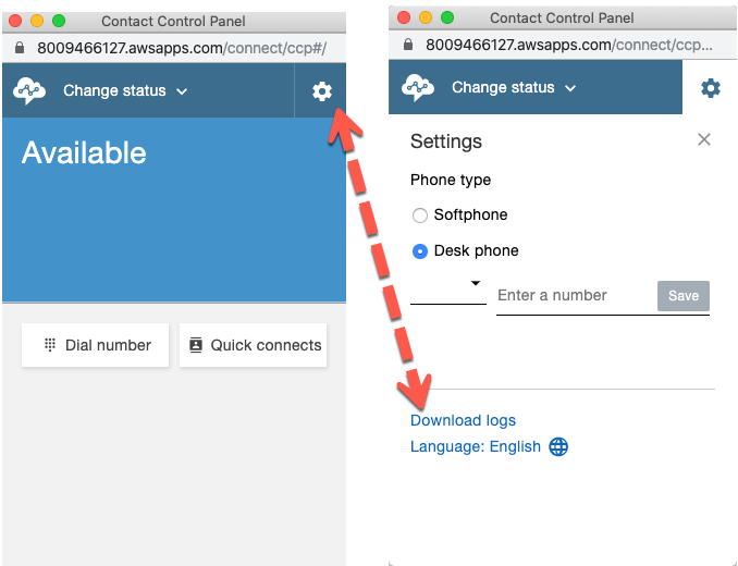 Amazon Connect contact control panel logging settings
