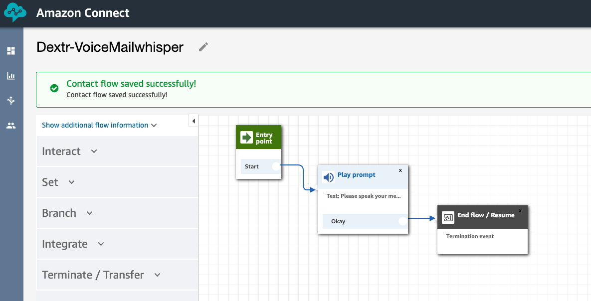 Amazon Connect voicemail contact flow