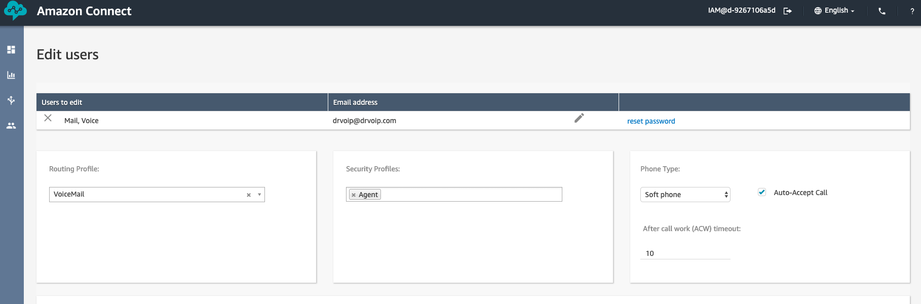 Dextr voicemail user configuration