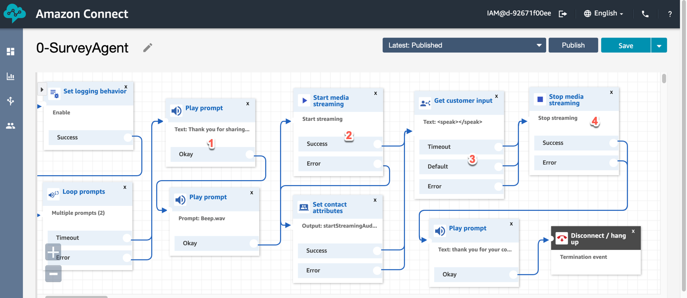 Amazon Connect post call survey contact flow