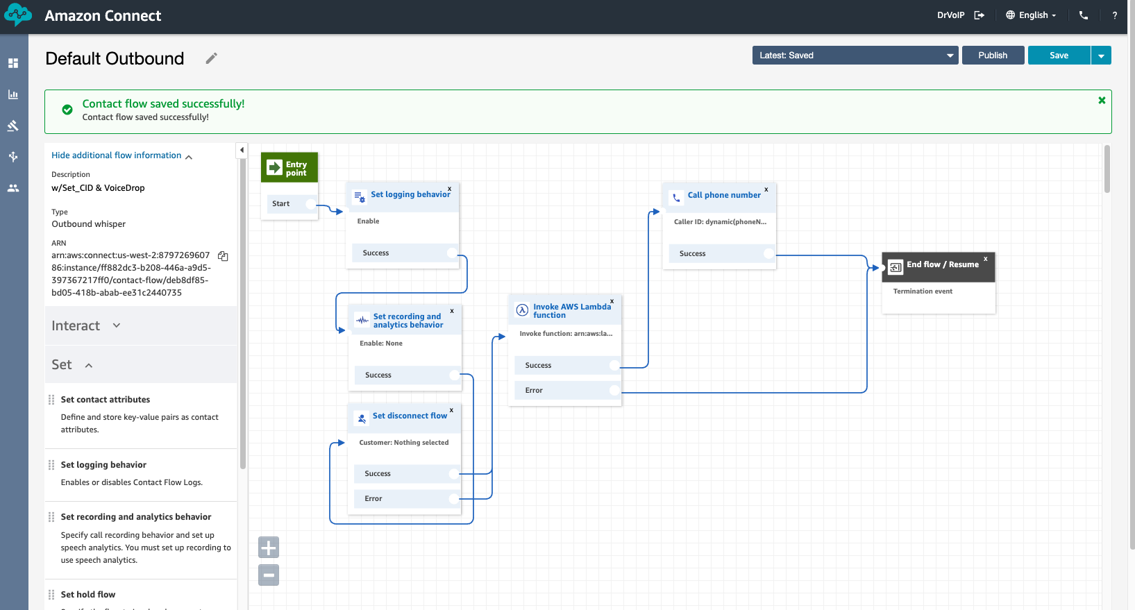 Amazon Connect default outbound contact flow