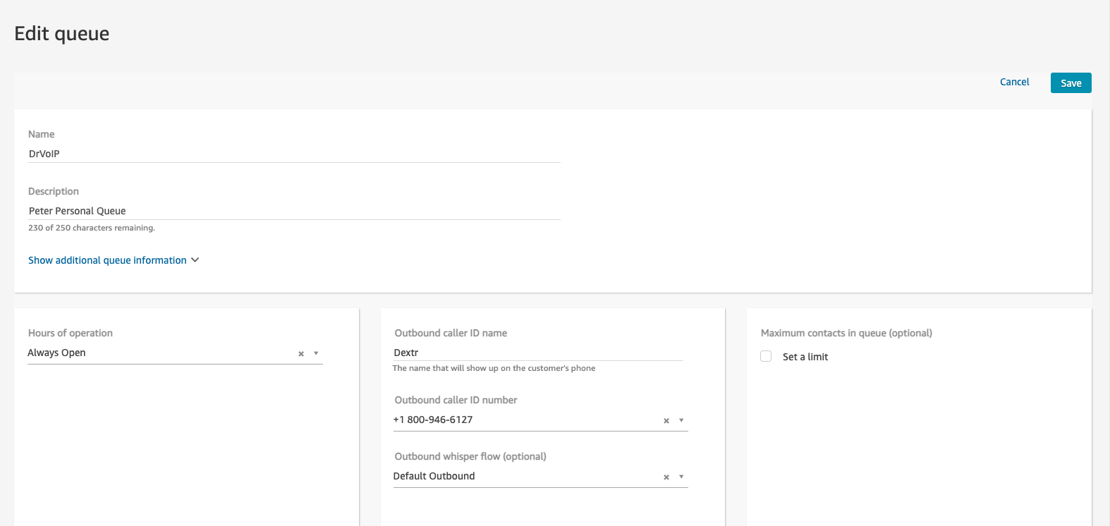 Dextr caller ID configuration