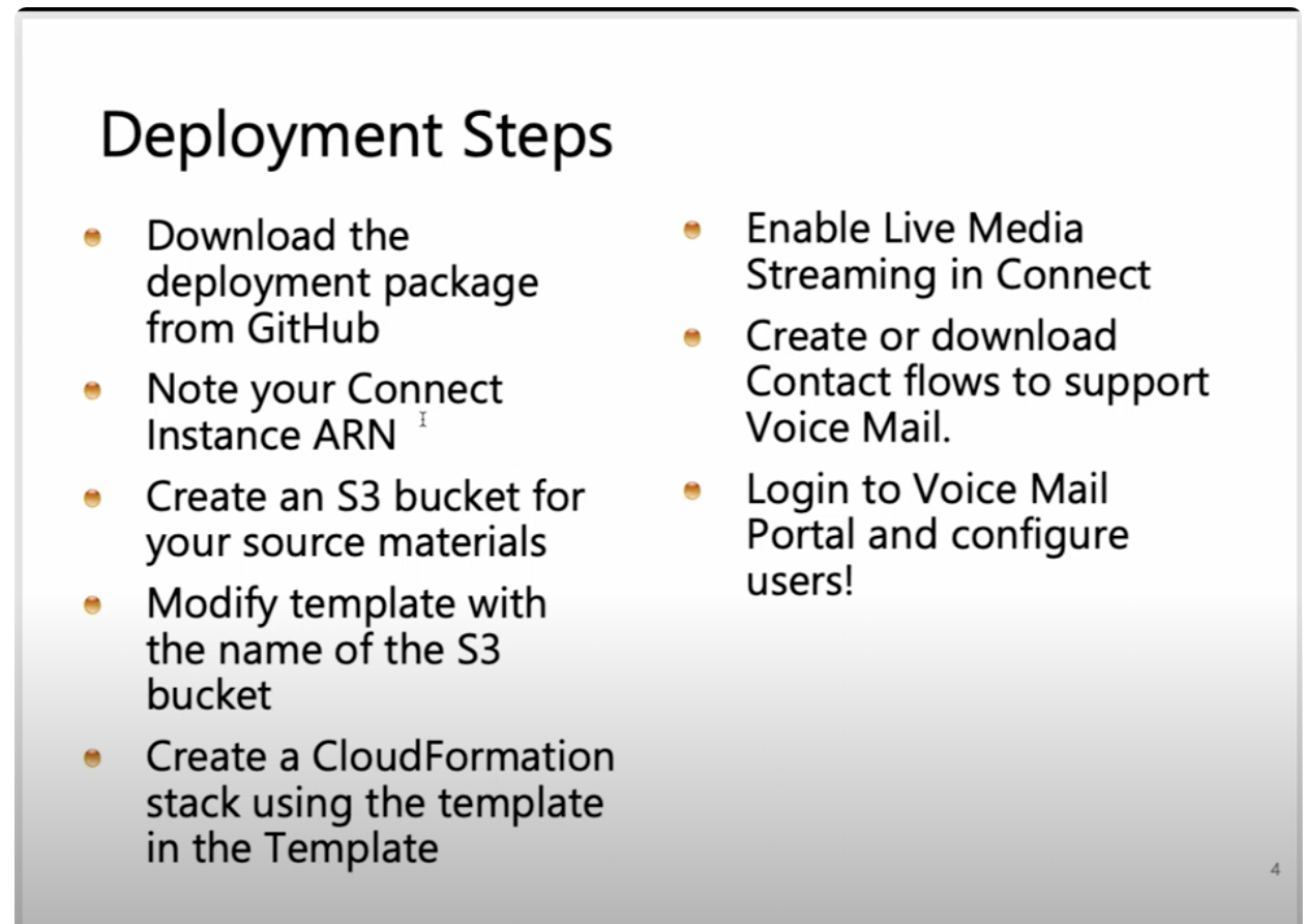 Amazon Connect voicemail deployment steps