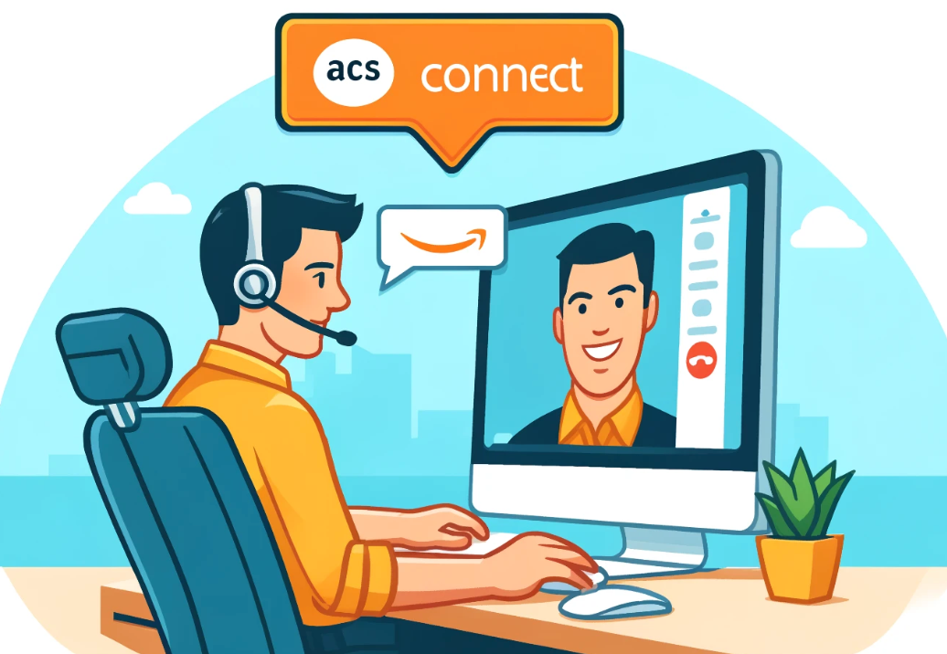Amazon Connect agent and customer illustration