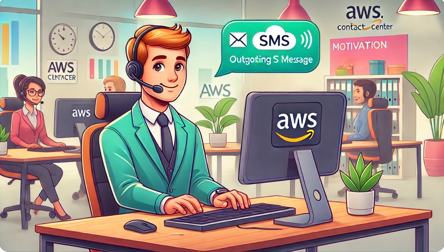AWS contact center SMS agent illustration