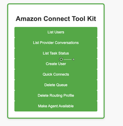 Amazon Connect toolkit menu