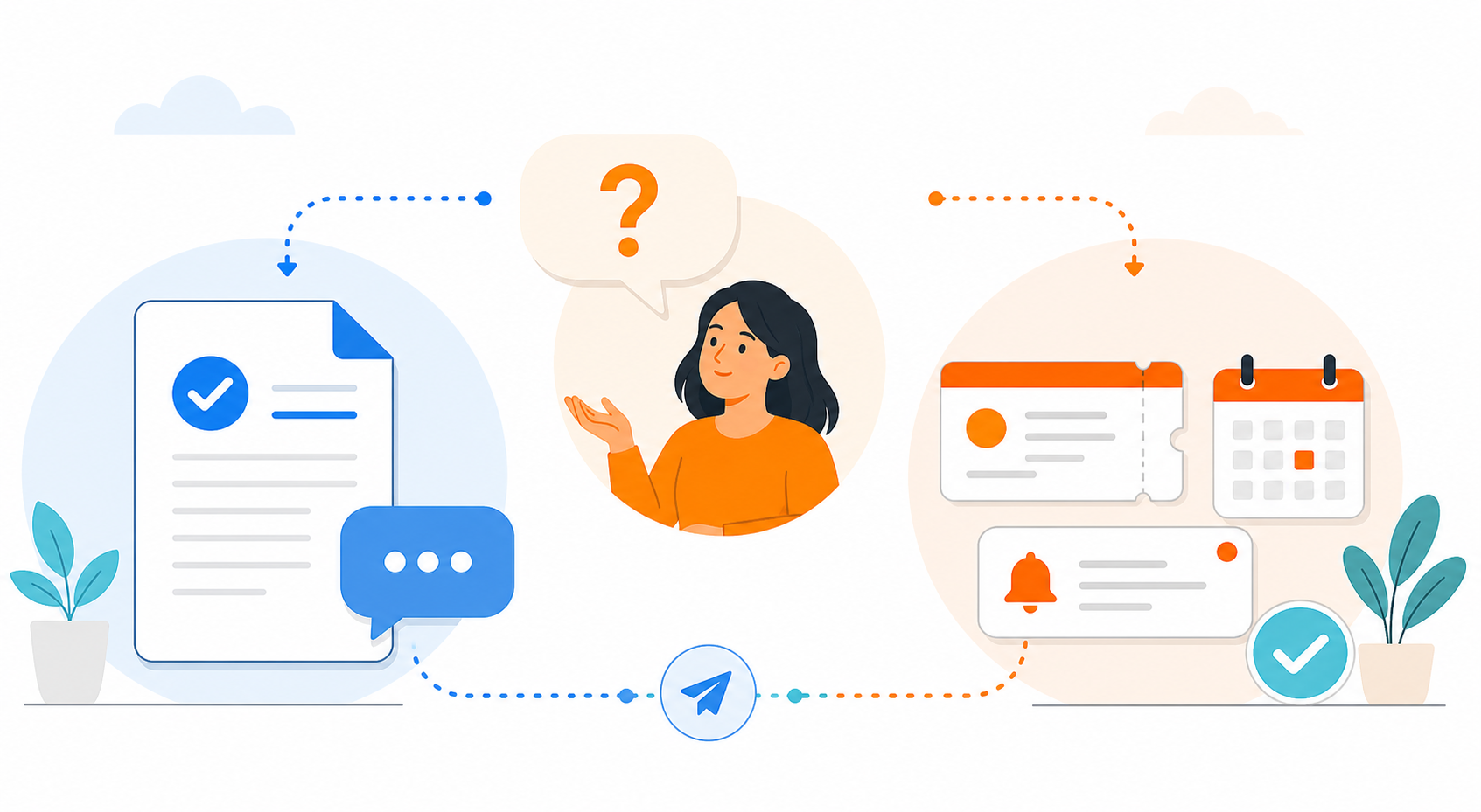 AI answers and actions contact center illustration