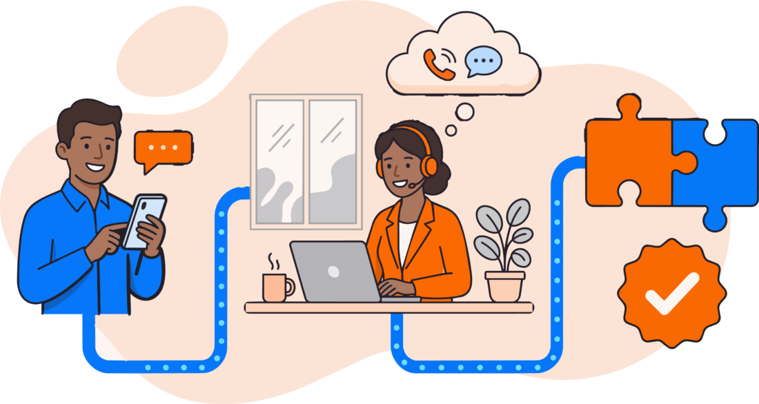 Agent dashboard linking a customer call to a CRM record Agent dashboard linking a customer call to a CRM record