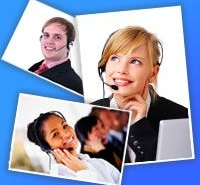Contact center team photo collage
