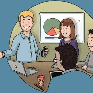 Customer service conversation cartoon