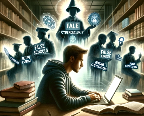 Cybersecurity training and certification illustration