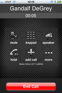 Mobile telephone active call screen
