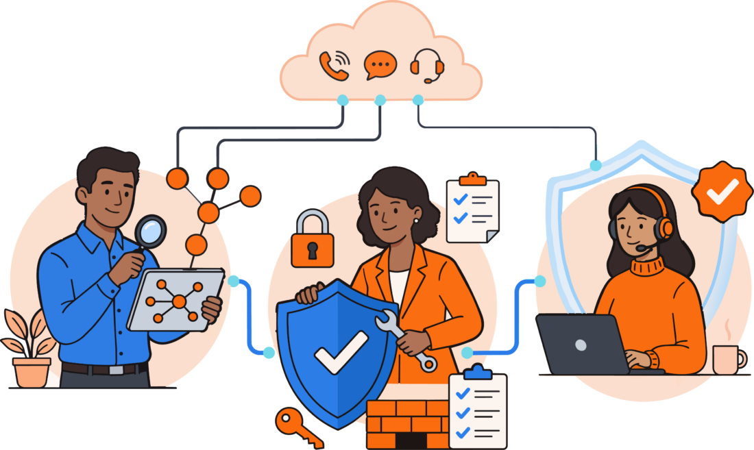 Network assessment, firewall, and VPN architecture supporting an Amazon Connect contact center