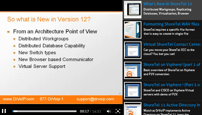 ShoreTel version 12 training video overview
