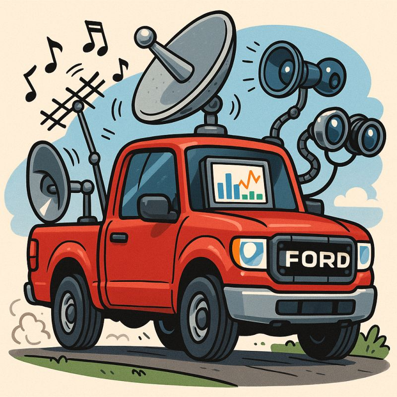 Truck with radio communication equipment illustration